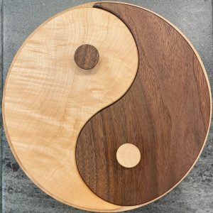 Yin Yang Box in Rippled Sycamore and Walnut, lined in leather