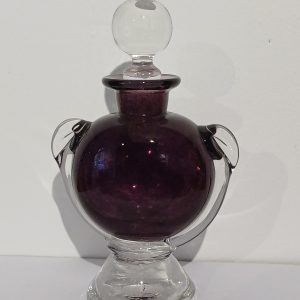 Handblown perfume bottle, purple in the shape of an urn