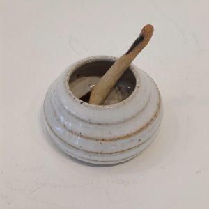 Handmade stoneware white glazed salt pot
