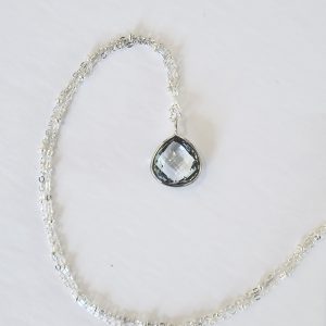 Blue Topaz Pendant Necklace in Silver
