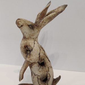 Handmade stoneware small hare sculpture